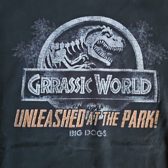 Jurassic World Adult Tee Grrassic World 3XL Black Unleashed at the Park Big Dogs - Picture 5 of 6